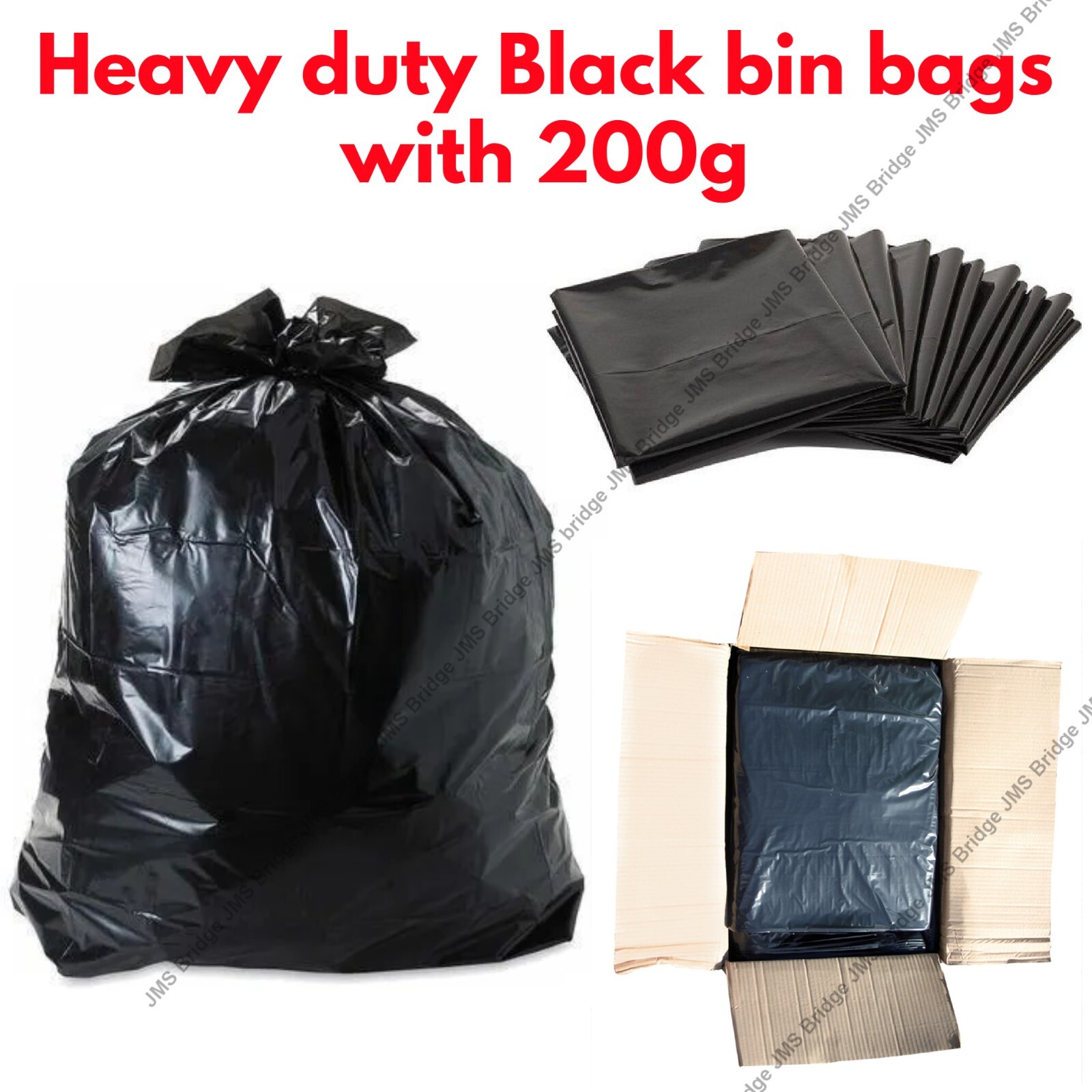 Bin Bags Bin Liner Extra Heavy Duty Refuse Sack Rubbish Waste bags 200G ...