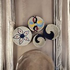 Decorative Handwoven Sabai Grass Basket Bohemian Home Decor Wall Art Multicolour