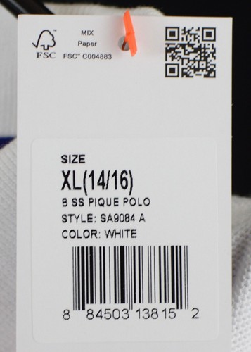 French Toast Boys Short Sleeve Pique Polo Uniform Shirt White Size 14/16 - Picture 2 of 3