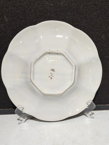 Vintage Outeiro Agueda ROYAL CREST Scalloped Bowl Hand Painted Portugal 12.5" - Picture 6 of 7