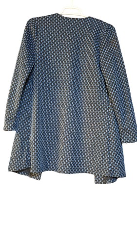 Slinky Brand Blue Geometric Print Open Cardigan Womens Size XS Stretchy Textured - Picture 2 of 15