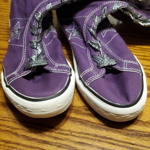 NUOVE scarpe Converse One Star polpaccio viola alte taglia 3 junior giovani top lacci - Foto 6 di 13