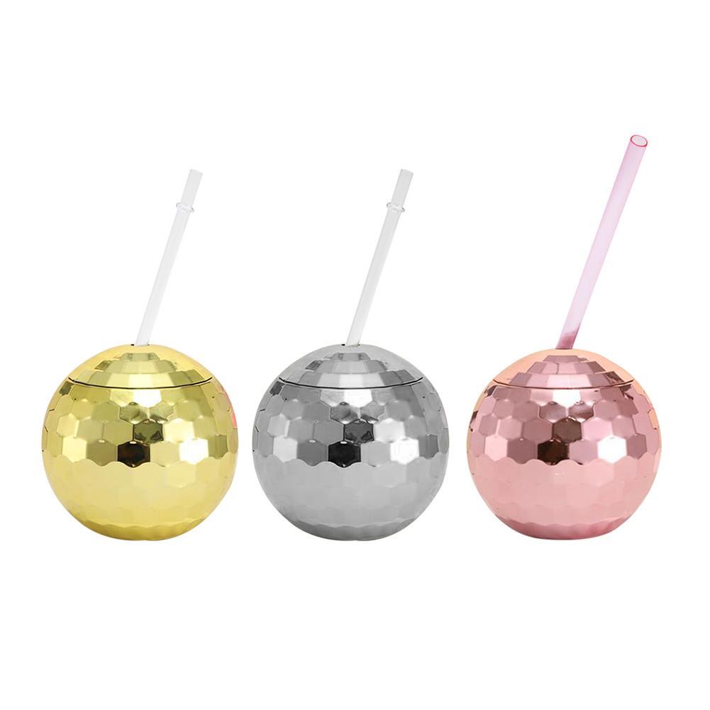 Disco Ball Cups with Straw Unique Decor Round Ball Cup for Bar Birthday