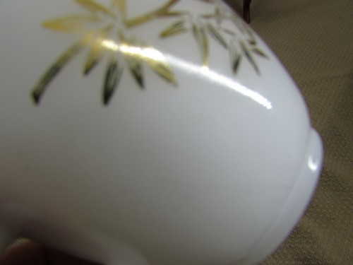 Federal Glass company Coffee Creamer Milk glass Bamboo leaves - Picture 5 of 5