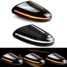 Sequential Amber LED Side Mirror Turn Signal Tow Light Assembly Blinker White...