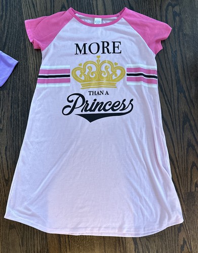 Lot of 2 CHILDRENS PLACE NIGHTGOWN PINK PURPLE BLUE UNICORN PRINCESS CROWN XL 14 - Picture 4 of 7