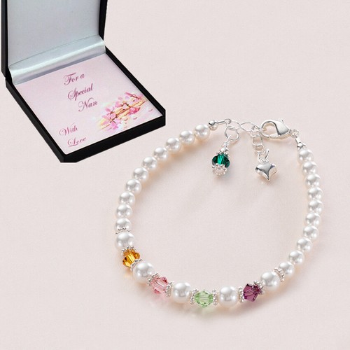 Family Birthstones Bracelet. Gift for Nan, Nanny, Grandma, Mum or Mummy - Picture 2 of 9