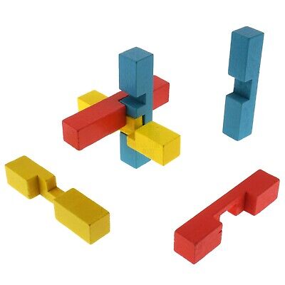 6-Piece Wooden Color Block Puzzle, Red/Yellow/Blue