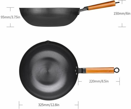 Wok Pan SKYLIGHT , No Chemical Fry Pan 12.5-inch, 100% Carbon Steel 12233 - Picture 7 of 7