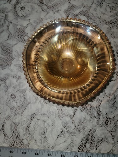 Vintage Gold Carnival Glass Candy Dish - Picture 4 of 9