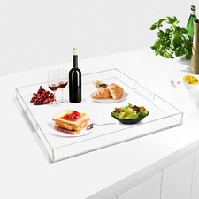 Clear Large Acrylic Serving Tray,Transparent Serving Tray with Handles