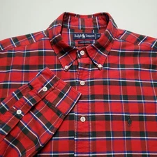 Polo Ralph Lauren Shirt Mens XL Red Plaid Long Sleeve Cotton Dress Shirt Pony
