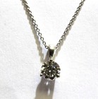 14k white gold .40ct I1 J round diamond pendant necklace 1.5g estate 18" — photo 5