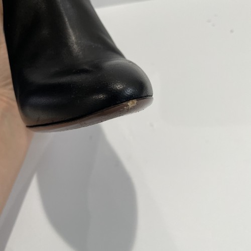 Gucci Black Leather Boots Size 36.5 Silver Logo Hardware Zip Up - Picture 17 of 19