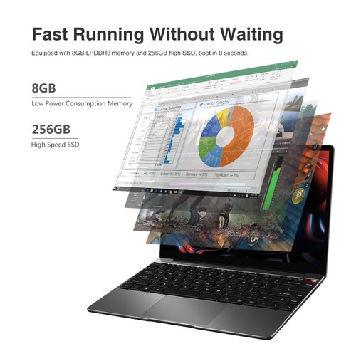 CHUWI 14.1in HeroBook Intel Core Laptop Computer 8G 256G Win11 Fullsize Keyboard - Zdjęcie 7 z 8