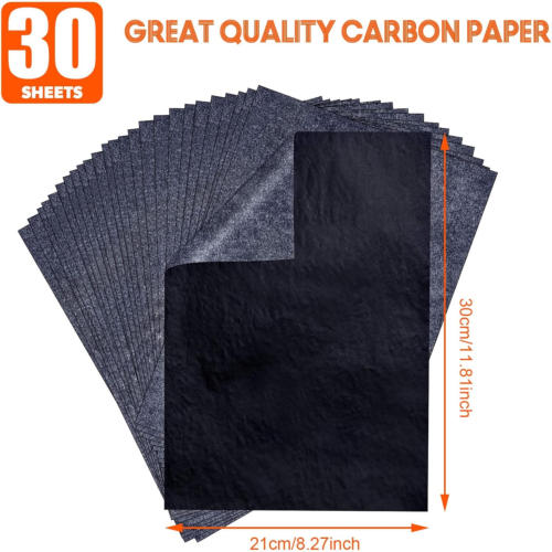 Carbon Paper for Tracing Graphite Transfer-Paper 30 Pcs Black A4 8.27X11.81 Inch - Picture 3 of 18