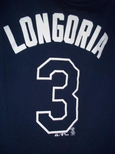 TAMPA BAY RAYS | Evan Longoria | Small | Majestic | T-Shirt Navy ⚾️ EUC