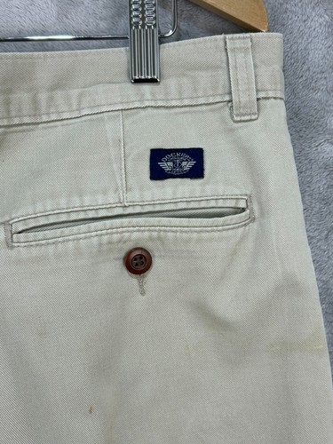 Dockers Men's Khaki Beige Pants Polyester Blend Pleated front 1 in Cuff - Picture 7 of 8