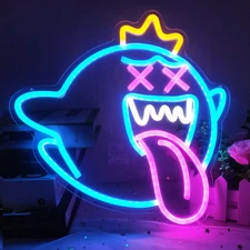 King Boo Neon Sign Ghost Led Neon Light with Dimmable Switch Gaming Neon Sign fo