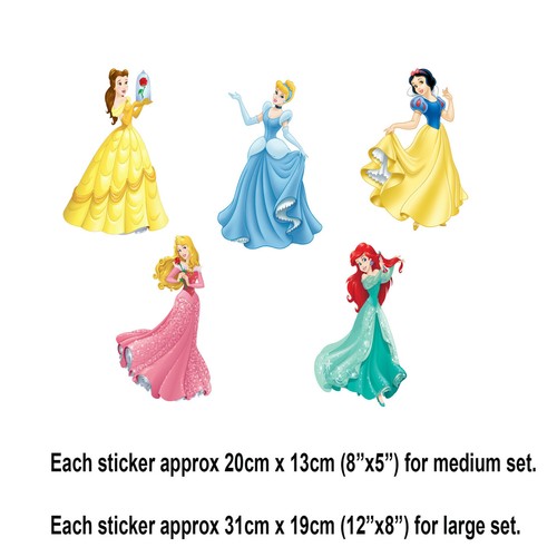 Prinzessin Wandkunst Aufkleber Wandbild Aufkleber Ariel Belle schneeweiß Aurora 5-teiliges Set - Bild 3 von 6