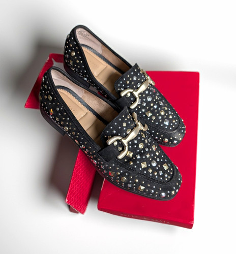 Kelly & Katie Women’s Black Studded Loafer Flats Slip-On Comfort Size 9