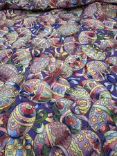 Bright Multicolor Purple Pink Easter Egg Tablecloth Spring Dining 57" W x 78"L