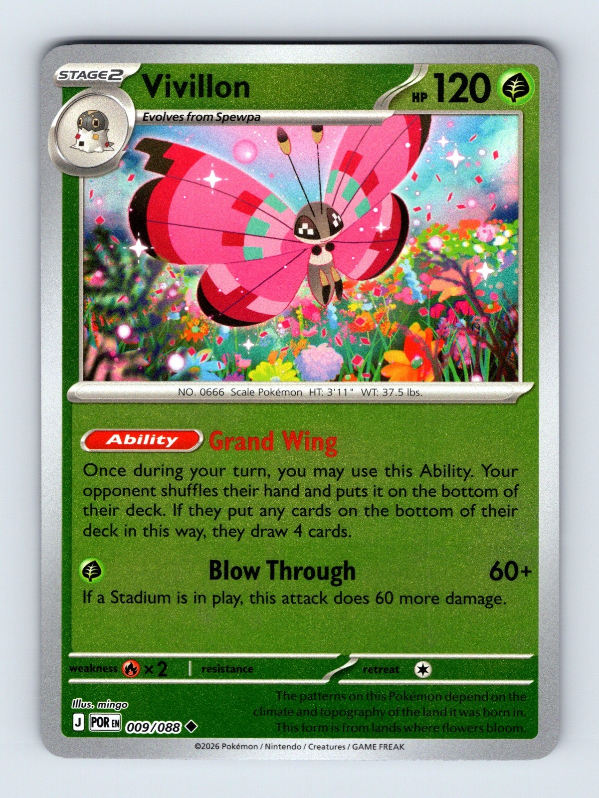 Vivillon - Perfect Order 009/088 - Reverse Holo - NM - Pokémon