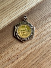Solid Fine Gold 1/10 Oz Krugerrand Coin Pendant 1981 with Mount
