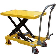 Piattaforma elevatrice a pantografo singola forbice manuale carrello piano lavor