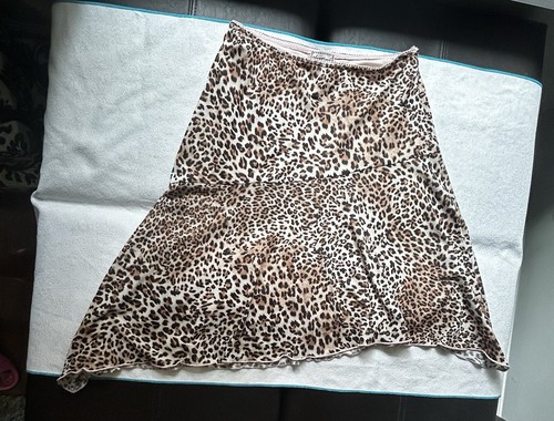 Y2K Leopard Skirt Mob Wife Fairy Asymmetrical Hem USA Made M Heart Soul - Picture 19 of 22