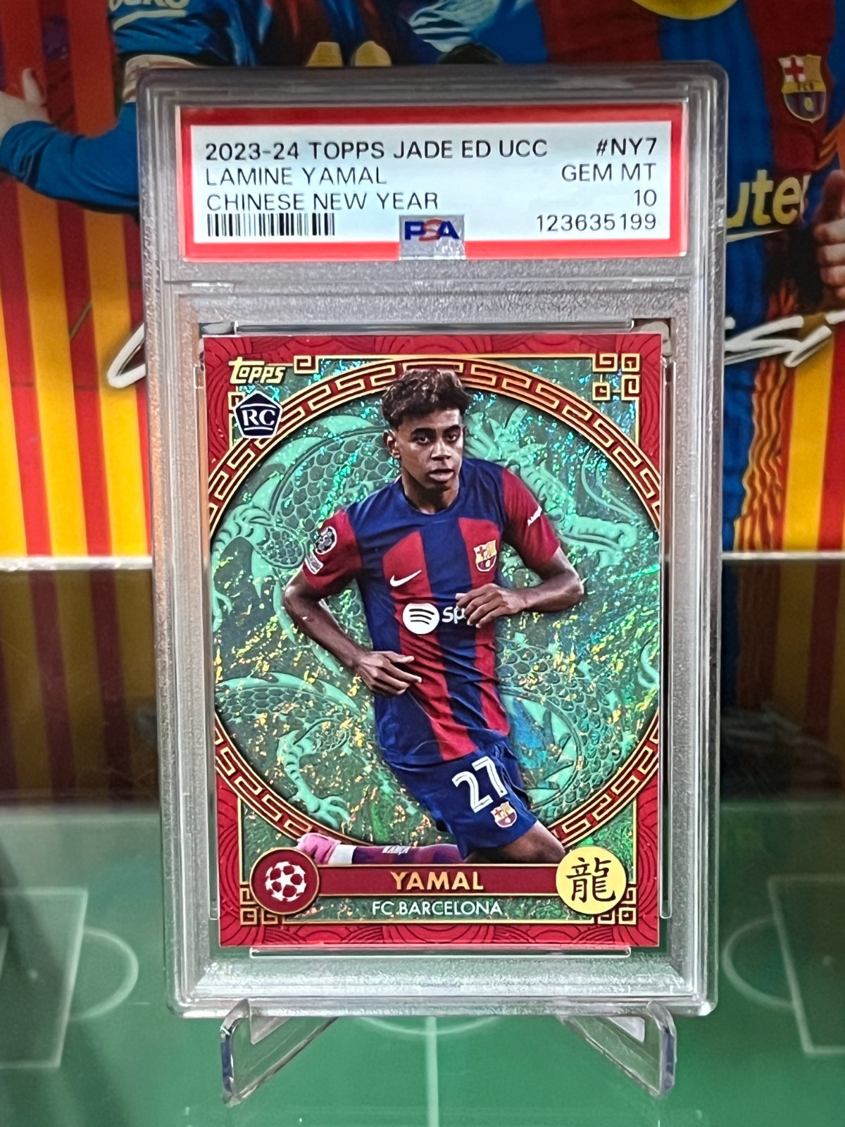 2023-24 Topps Jade UCC Chinese New Year Dragon Rookie Lamine Yamal NY-7 PSA 10 view 5