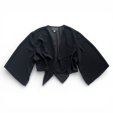 Alex Evenings M Black Chiffon Sheer Wide Sleeve Drape Front Cropped Bolero Shrug