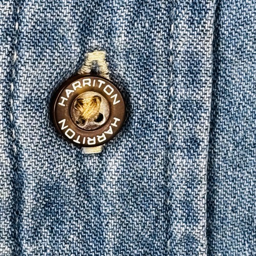 Harriton Chambray Shirt Mens XL Woodward Dream Cruise Blue Denim Embroidered - Picture 4 of 10