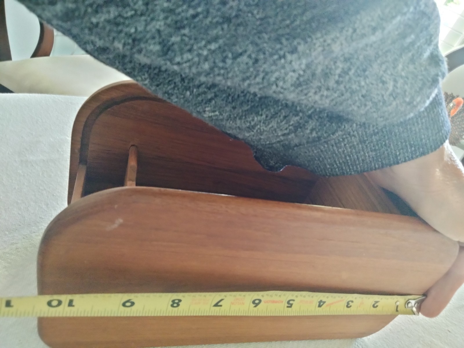 Vtg MCM Kalmar Designs teak wood Tambour Roll Top Disk box 10.5”x5”x6”