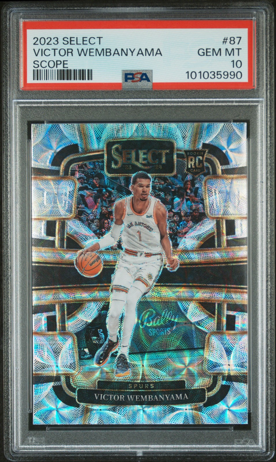 2023-24 Panini Select - Victor Wembanyama #87 - RC Rookie Scope Prizm SP PSA 10