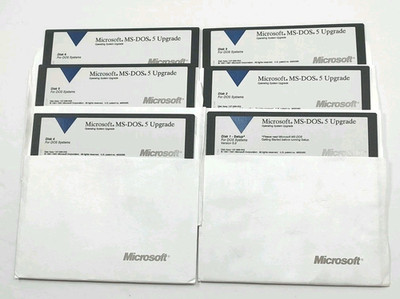 Vintage Microsoft MS-DOS 5 Upgrade 5.25'' Floppy Disks 6 Disks Operating System