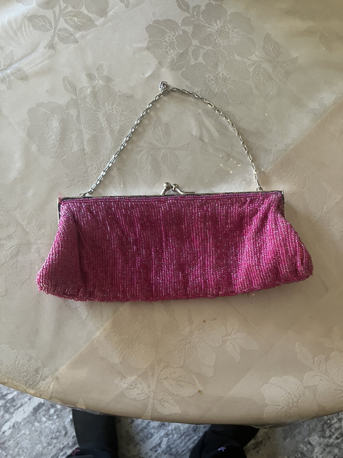 Jessica McClintock Evening Bag  Chain Silver Vintage Dinner Cocktail