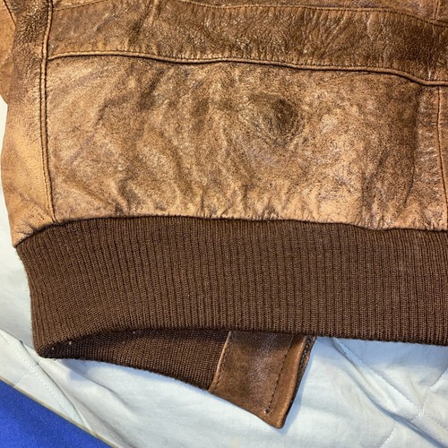 Vintage 80s Mens tagged 40 fits S M Leathertown Bomber Brown Worn Leather Jacket - Picture 12 of 15