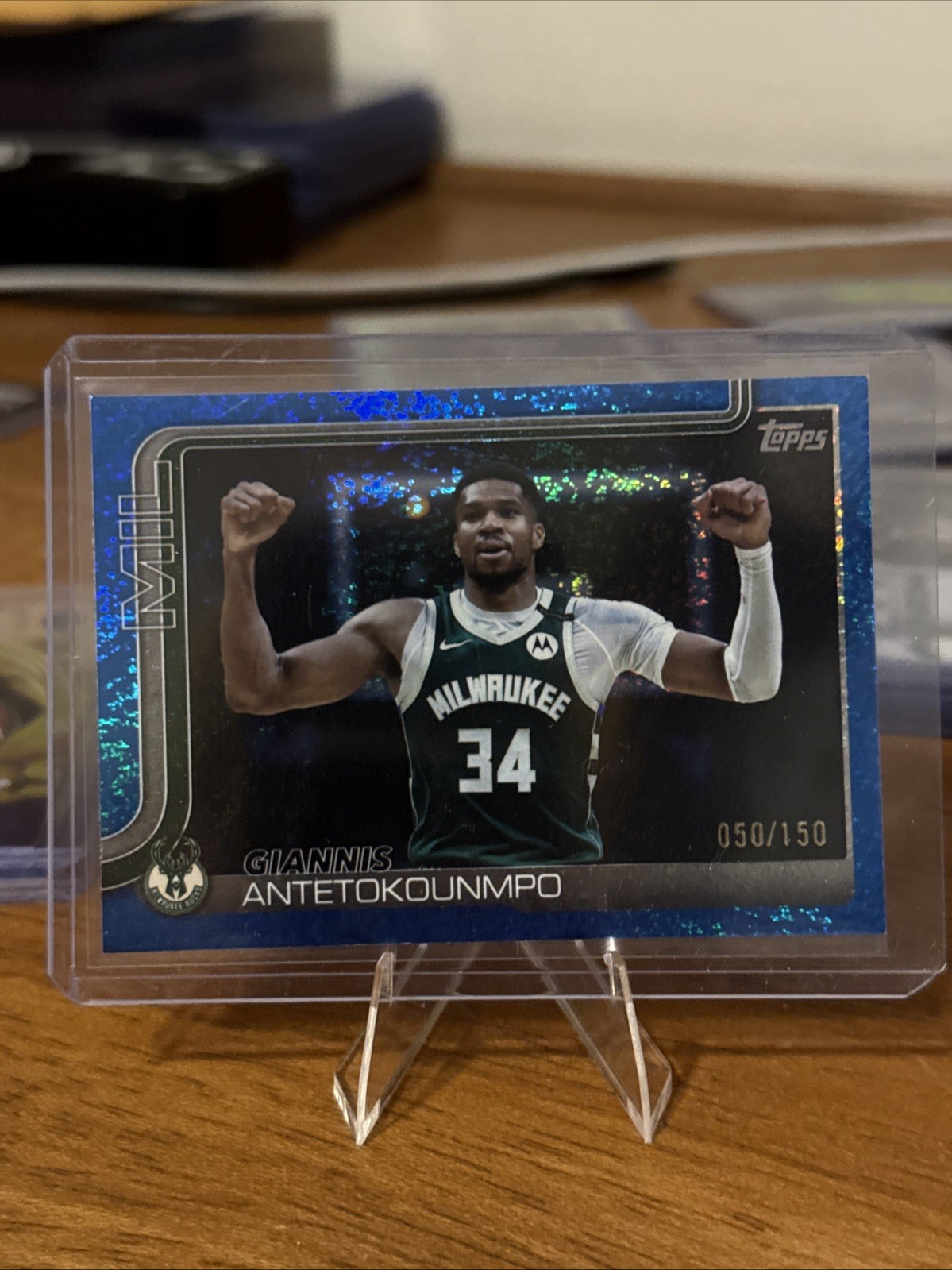 2025-26 Topps Giannis Antetokounmpo #54 Blue Holo Foil /150 Milwaukee Bucks