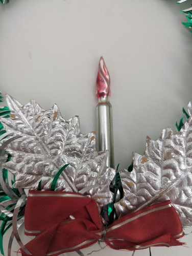 Vintage Christmas Xmas Tinsel Candle Wreath 1950s Glass Rare Collectible Retro - Picture 5 of 7