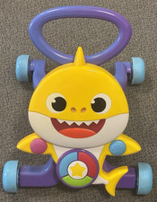 Baby Shark Push Walker Walking Aid Toy w/ Wheels, Yellow/Purple/Blue/White
