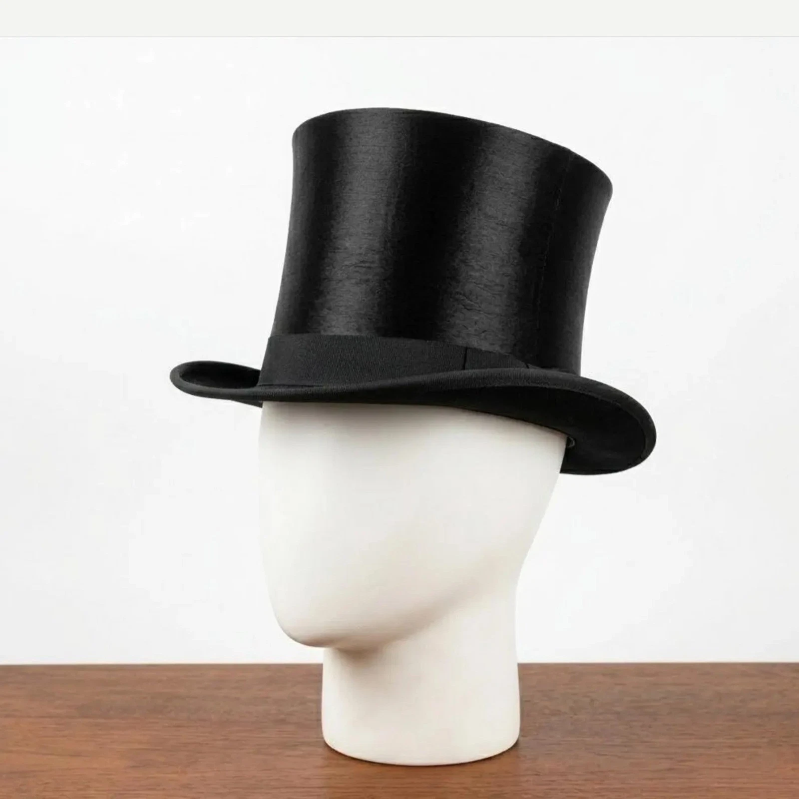 Handmade Black Leather Top Hat Victorian Steampunk Gothic Cosplay Dress Hat