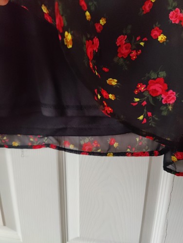 Papaya Größe 16 schwarz Blumenmuster Top Bluse Spitze transparente Ärmel - Bild 3 von 6