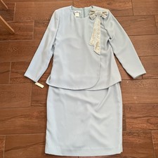 VINTAGE JACK BRYAN Women's Dress 14 Sequin Bow Long Sleeve Formal Baby Blue NWOT