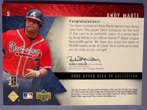 2005 Andy Marte UD SP Collection SPx Jersey - 53/99 - Picture 2 of 2