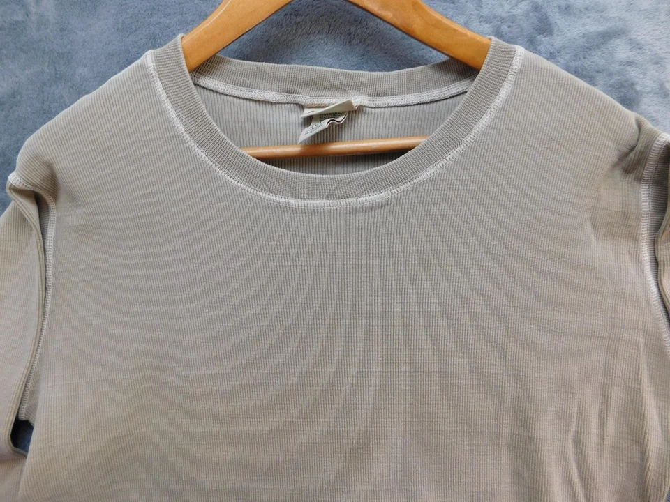 Gramicci Shirt Womens Medium Taupe Long Sleeve Crewneck Rib Knit Made in USA - Image 2 of 4