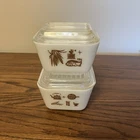 Pyrex Early American 0502 & 501 Refrigerator Dish with Lid Milk Glass Vintage