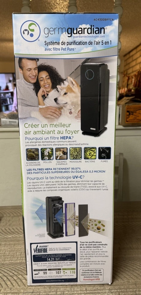 Germ Guardian 5 en 1 Pet Pure True HEPA Purificador de Aire Desinfectante UV con Dos Filtros Foto 4 de 4