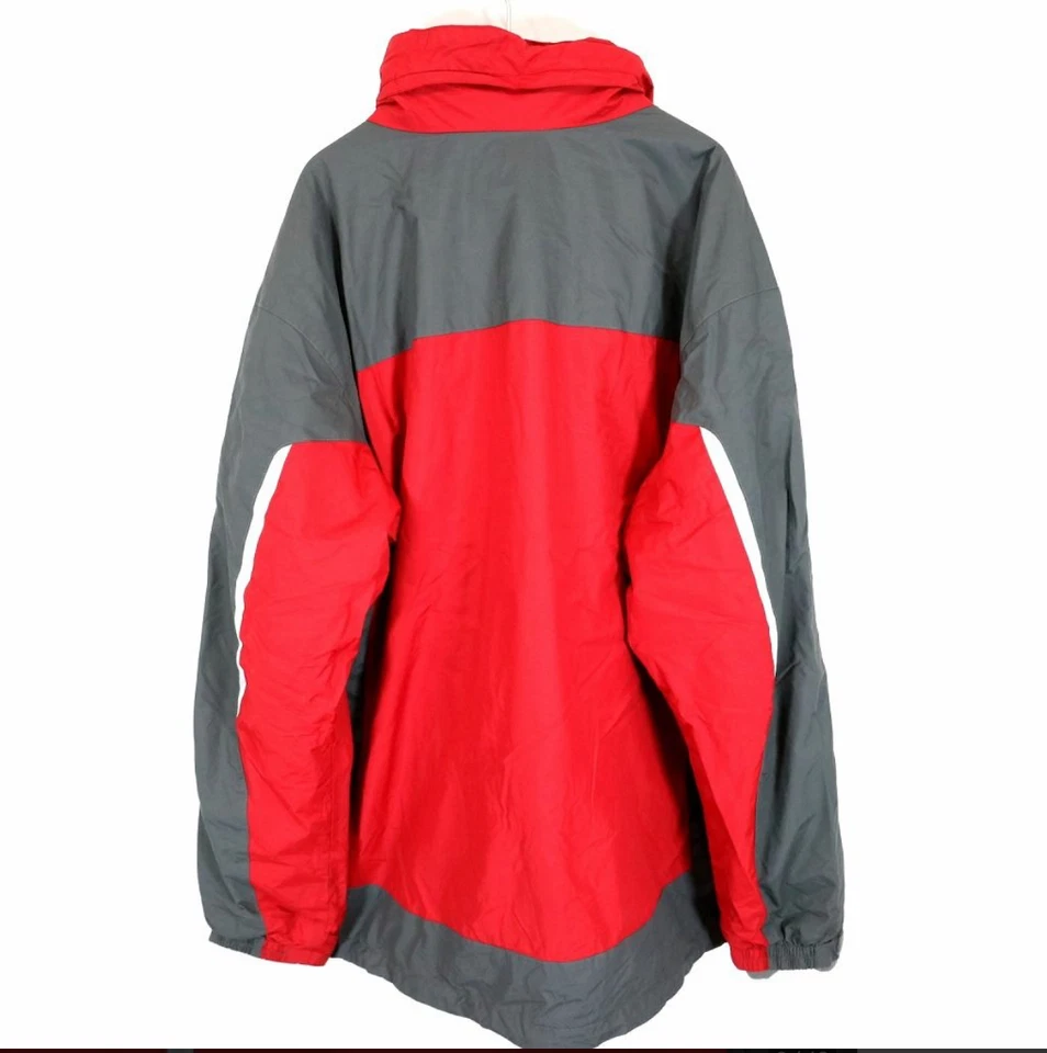 COLUMBIA Omni-Tech INTERCHANGE WINDBREAKER JACKET Red/Gray Hood Nylon MEN'S L - Image 3 of 4