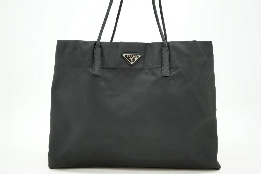 Prada Shoulder Bag Tote Triangle Logo Plate Unisex Tessuto Nylon Black *Zbc189